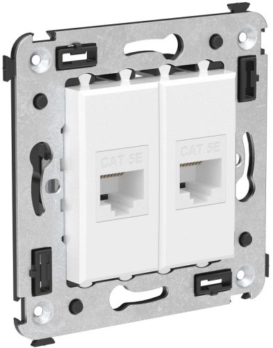 Розетка компьютерная без рамки DKC Avanti 2-м. RJ45+RJ45 5е белое облако картинка